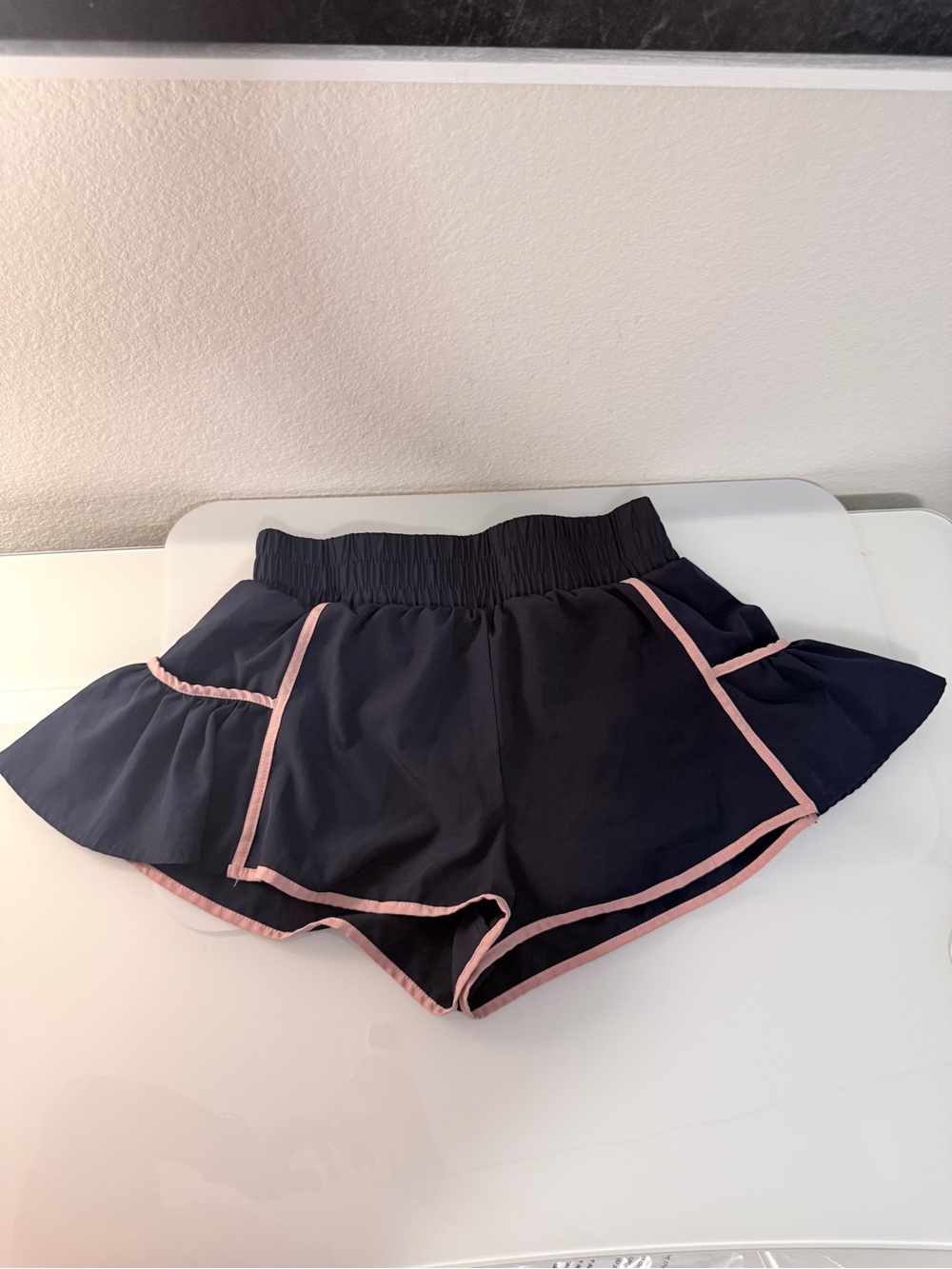 BMJL Womens Athletic Running Shorts 2.5" Flowy High Waisted Ruffle Shorts Navy